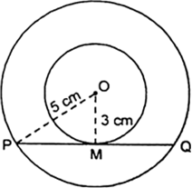 
Let O be the common centre of the two concentric circle.Let PQ be a c