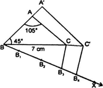 
Steps of Construction :(i) Draw a triangle ABC with side BC = 7 cm, ?