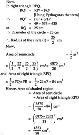 
Here, we have∠RPQ = 90[∵ Angle in semi-circle is right angle]
