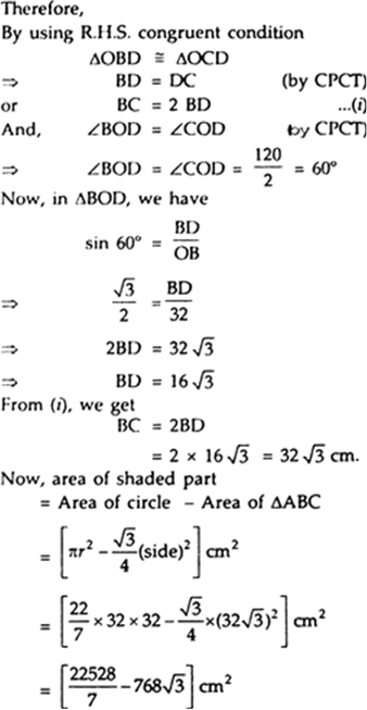 
Const. Draw OD⊥BC and join OB and OCIn ∆BOD and ∆CODOB = OC  ?