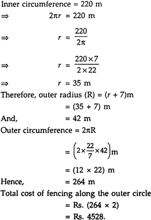 
Let the inner radii of a circular track is r metre and outer radii be