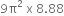 9 straight pi squared space straight x space 8.88
