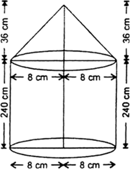 
Let r1 and r2 cm be the radii of the base of the cylinder and cone 