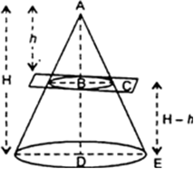 
Let r and R be respectively the radii of smaller and bigger cone and 