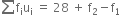 sum from blank to blank of straight f subscript straight i straight u subscript straight i space equals space 28 space plus space straight f subscript 2 minus straight f subscript 1