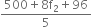 fraction numerator 500 plus 8 straight f subscript 2 plus 96 over denominator 5 end fraction