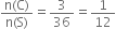 fraction numerator straight n left parenthesis straight C right parenthesis over denominator straight n left parenthesis straight S right parenthesis end fraction equals 3 over 36 equals 1 over 12