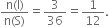 fraction numerator straight n left parenthesis straight I right parenthesis over denominator straight n left parenthesis straight S right parenthesis end fraction equals 3 over 36 equals 1 over 12.