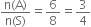 fraction numerator straight n left parenthesis straight A right parenthesis over denominator straight n left parenthesis straight S right parenthesis end fraction equals 6 over 8 equals 3 over 4