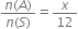 fraction numerator n left parenthesis A right parenthesis over denominator n left parenthesis S right parenthesis end fraction equals x over 12