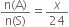 fraction numerator straight n left parenthesis straight A right parenthesis over denominator straight n left parenthesis straight S right parenthesis end fraction equals x over 24