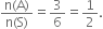 fraction numerator straight n left parenthesis straight A right parenthesis over denominator straight n left parenthesis straight S right parenthesis end fraction equals 3 over 6 equals 1 half.