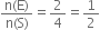 fraction numerator straight n left parenthesis straight E right parenthesis over denominator straight n left parenthesis straight S right parenthesis end fraction equals 2 over 4 equals 1 half