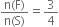 fraction numerator straight n left parenthesis straight F right parenthesis over denominator straight n left parenthesis straight S right parenthesis end fraction equals 3 over 4