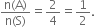 fraction numerator straight n left parenthesis straight A right parenthesis over denominator straight n left parenthesis straight S right parenthesis end fraction equals 2 over 4 equals 1 half.