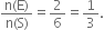 fraction numerator straight n left parenthesis straight E right parenthesis over denominator straight n left parenthesis straight S right parenthesis end fraction equals 2 over 6 equals 1 third.