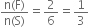 fraction numerator straight n left parenthesis straight F right parenthesis over denominator straight n left parenthesis straight S right parenthesis end fraction equals 2 over 6 equals 1 third