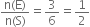 fraction numerator straight n left parenthesis straight E right parenthesis over denominator straight n left parenthesis straight S right parenthesis end fraction equals 3 over 6 equals 1 half