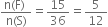 fraction numerator straight n left parenthesis straight F right parenthesis space over denominator straight n left parenthesis straight S right parenthesis end fraction equals 15 over 36 equals 5 over 12
