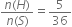 fraction numerator n left parenthesis H right parenthesis over denominator n left parenthesis S right parenthesis end fraction equals 5 over 36