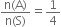 fraction numerator straight n left parenthesis straight A right parenthesis over denominator straight n left parenthesis straight S right parenthesis end fraction equals 1 fourth