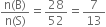 fraction numerator straight n left parenthesis straight B right parenthesis over denominator straight n left parenthesis straight S right parenthesis end fraction equals 28 over 52 equals 7 over 13