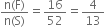 fraction numerator straight n left parenthesis straight F right parenthesis over denominator straight n left parenthesis straight S right parenthesis end fraction equals 16 over 52 equals 4 over 13