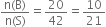 fraction numerator straight n left parenthesis straight B right parenthesis over denominator straight n left parenthesis straight S right parenthesis end fraction equals 20 over 42 equals 10 over 21