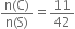 fraction numerator straight n left parenthesis straight C right parenthesis over denominator straight n left parenthesis straight S right parenthesis end fraction equals 11 over 42