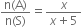 fraction numerator straight n left parenthesis straight A right parenthesis over denominator straight n left parenthesis straight S right parenthesis end fraction equals fraction numerator x over denominator x plus 5 end fraction