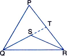 
Given: S is any point in its interior of ∆PQR.To Prove: SQ + SR <