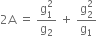 2 straight A space equals space fraction numerator straight g subscript 1 superscript 2 over denominator straight g subscript 2 end fraction space plus space fraction numerator straight g subscript 2 superscript 2 over denominator straight g subscript 1 end fraction