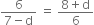 fraction numerator 6 over denominator 7 minus straight d end fraction space equals space fraction numerator 8 plus straight d over denominator 6 end fraction