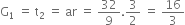 straight G subscript 1 space equals space straight t subscript 2 space equals space ar space equals space 32 over 9.3 over 2 space equals space 16 over 3