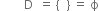 space space space space space space space space straight D space space equals space open curly brackets space space close curly brackets space equals space straight ϕ