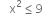 space space space straight x squared less or equal than 9