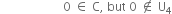 space space space space space space space space space space space space space space space space space space space space space 0 space element of space straight C comma space but space 0 space not an element of space straight U subscript 4