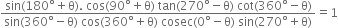 fraction numerator sin left parenthesis 180 degree plus straight theta right parenthesis. space cos left parenthesis 90 degree plus straight theta right parenthesis space tan left parenthesis 270 degree minus straight theta right parenthesis space cot left parenthesis 360 degree minus straight theta right parenthesis over denominator sin left parenthesis 360 degree minus straight theta right parenthesis space cos left parenthesis 360 degree plus straight theta right parenthesis space cosec left parenthesis 0 degree minus straight theta right parenthesis space sin left parenthesis 270 degree plus straight theta right parenthesis end fraction equals 1