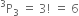 straight P presuperscript 3 subscript 3 space equals space 3 factorial space equals space 6