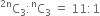 straight C presuperscript 2 straight n end presuperscript subscript 3 colon straight C presuperscript straight n subscript 3 space equals space 11 colon 1