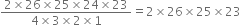 fraction numerator 2 cross times 26 cross times 25 cross times 24 cross times 23 over denominator 4 cross times 3 cross times 2 cross times 1 end fraction equals 2 cross times 26 cross times 25 cross times 23