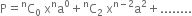 straight P equals straight C presuperscript straight n subscript 0 space straight x to the power of straight n straight a to the power of 0 plus straight C presuperscript straight n subscript 2 space end subscript straight x to the power of straight n minus 2 end exponent straight a squared plus........