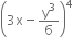 open parentheses 3 straight x minus straight y cubed over 6 close parentheses to the power of 4