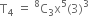 straight T subscript 4 space equals space straight C presuperscript 8 subscript 3 straight x to the power of 5 left parenthesis 3 right parenthesis cubed