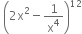 space open parentheses 2 straight x squared minus 1 over straight x to the power of 4 close parentheses to the power of 12