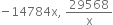 negative 14784 straight x comma space 29568 over straight x