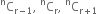 straight C presuperscript straight n subscript straight r minus 1 end subscript comma space straight C presuperscript straight n subscript straight r comma space straight C presuperscript straight n subscript straight r plus 1 end subscript