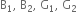 straight B subscript 1 comma space straight B subscript 2 comma space straight G subscript 1 comma space straight G subscript 2