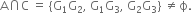 straight A intersection straight C space equals space open curly brackets straight G subscript 1 straight G subscript 2 comma space straight G subscript 1 straight G subscript 3 comma space straight G subscript 2 straight G subscript 3 close curly brackets space not equal to straight ϕ.