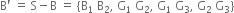 straight B apostrophe space equals space straight S minus straight B space equals space left curly bracket straight B subscript 1 space straight B subscript 2 comma space straight G subscript 1 space straight G subscript 2 comma space straight G subscript 1 space straight G subscript 3 comma space straight G subscript 2 space straight G subscript 3 right curly bracket